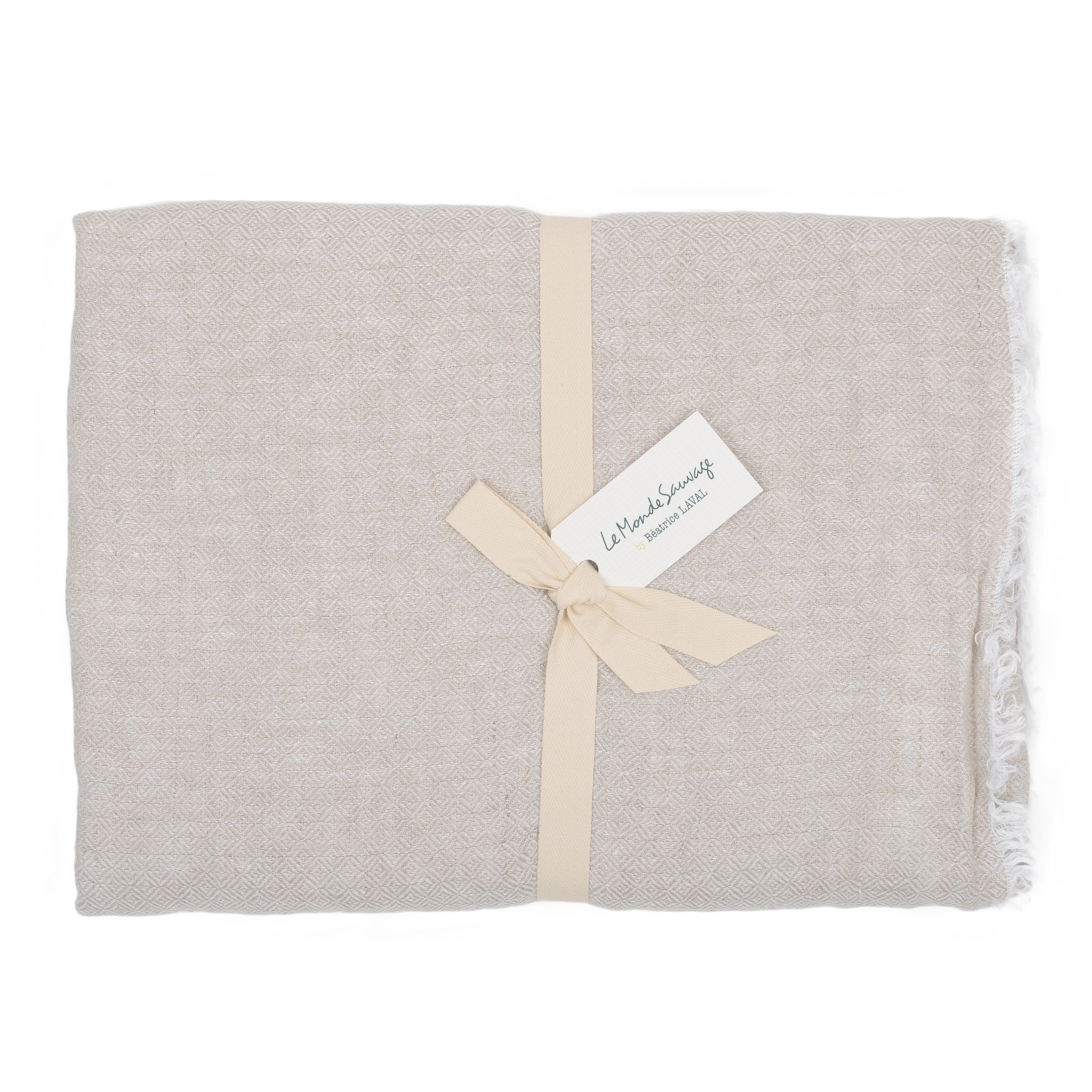 Rideau panneau en lin chevron blanc