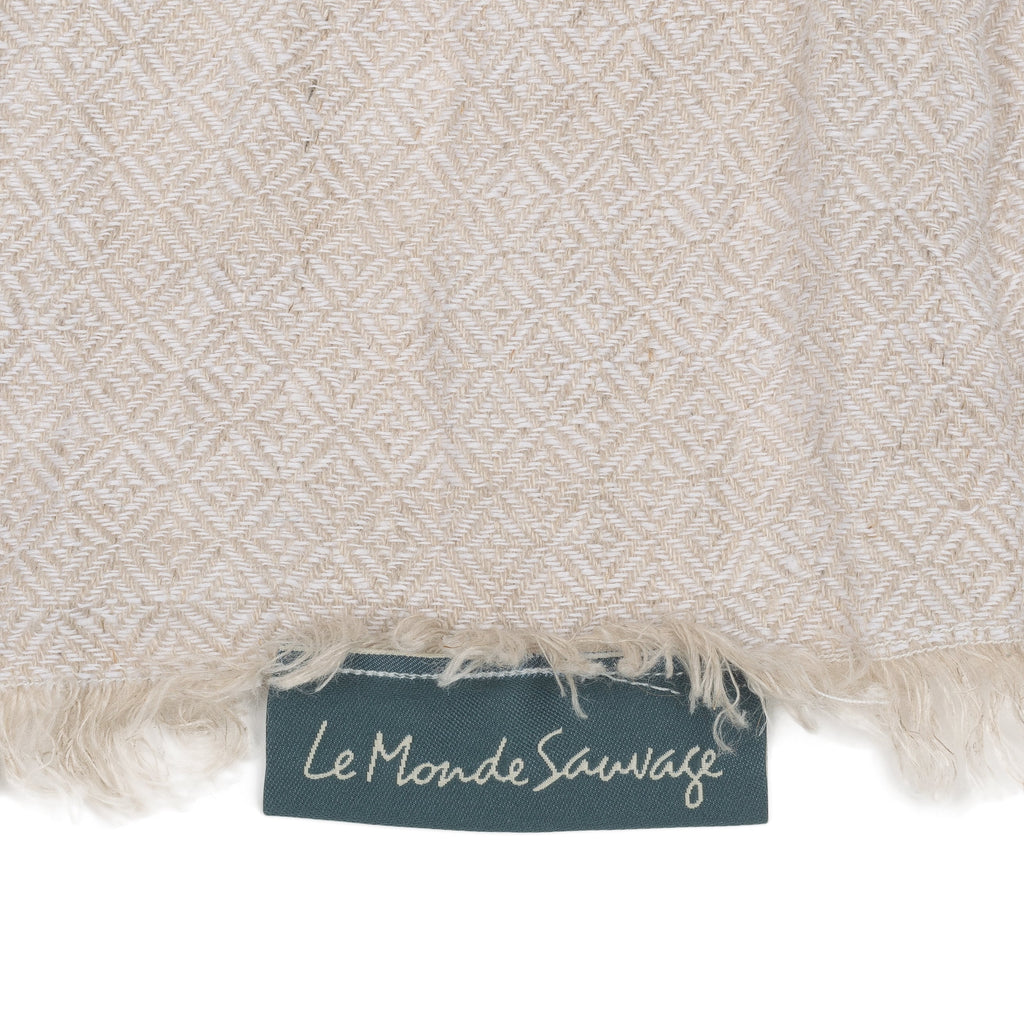 White chevron linen panel curtain