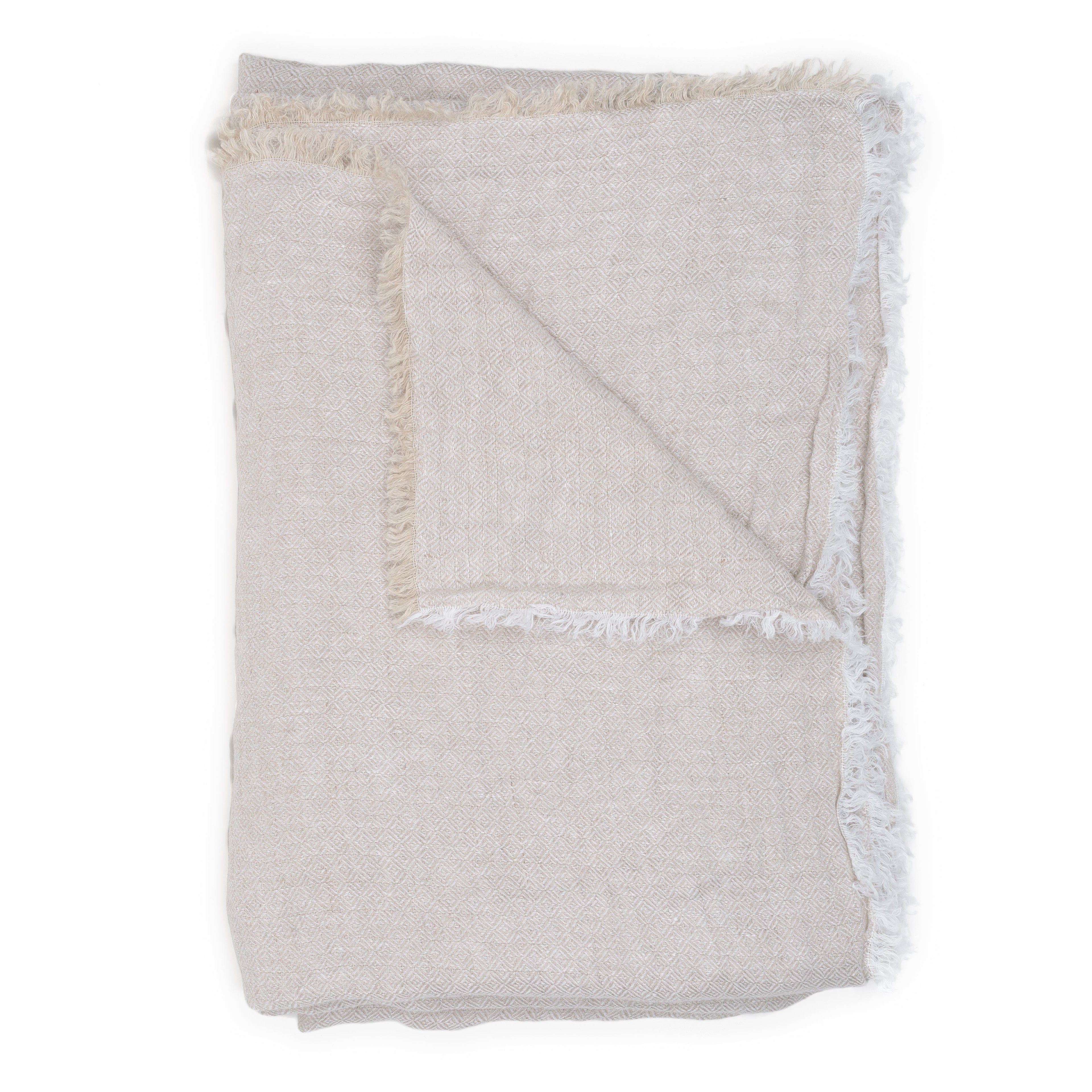 Rideau panneau en lin chevron blanc