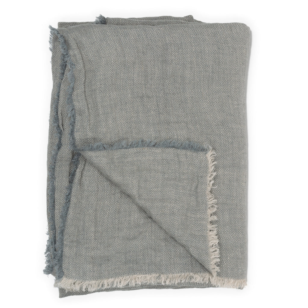 Rideau panneau en lin chevron Acier