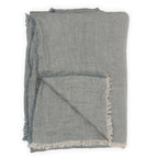 Rideau panneau en lin chevron Acier