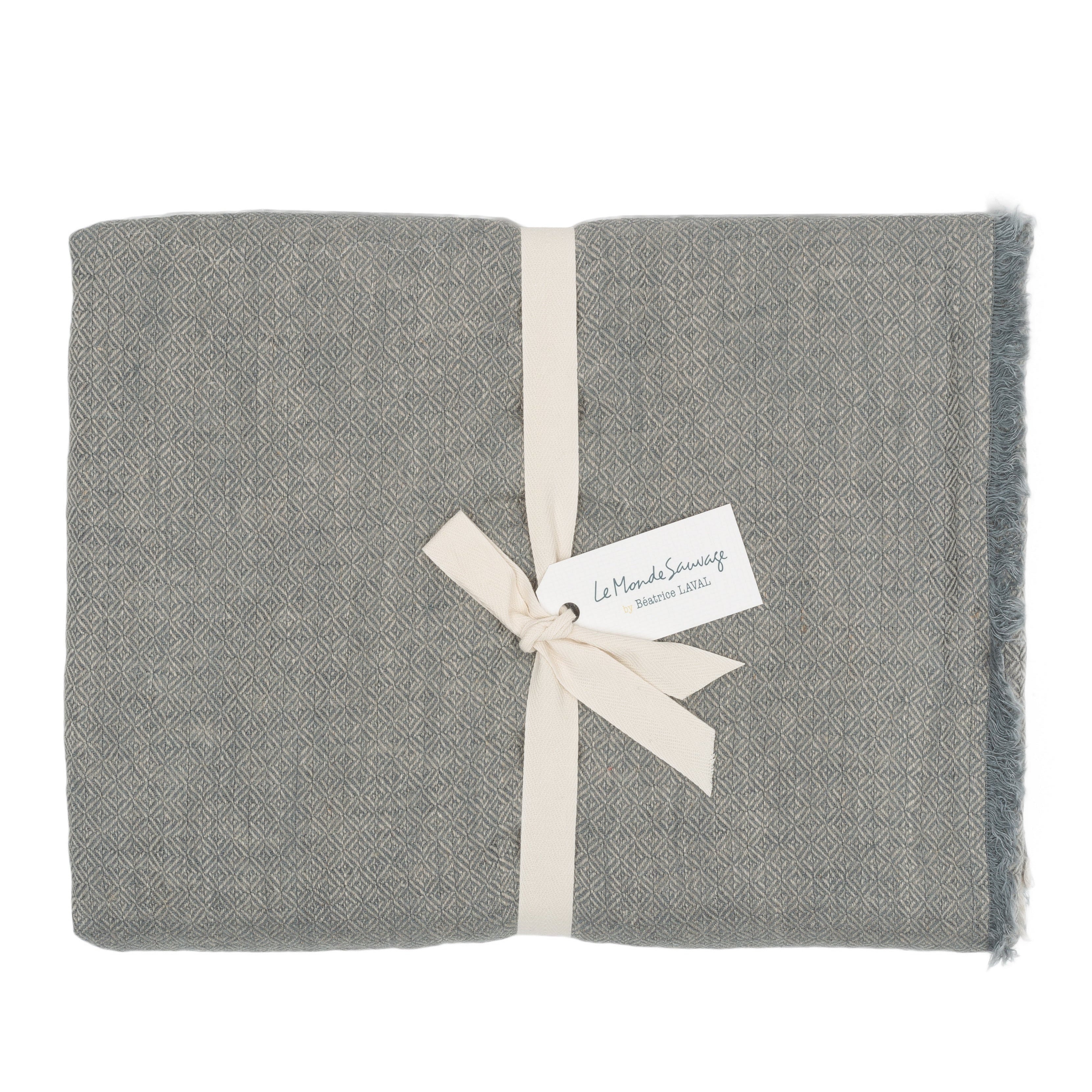 Rideau panneau en lin chevron Acier