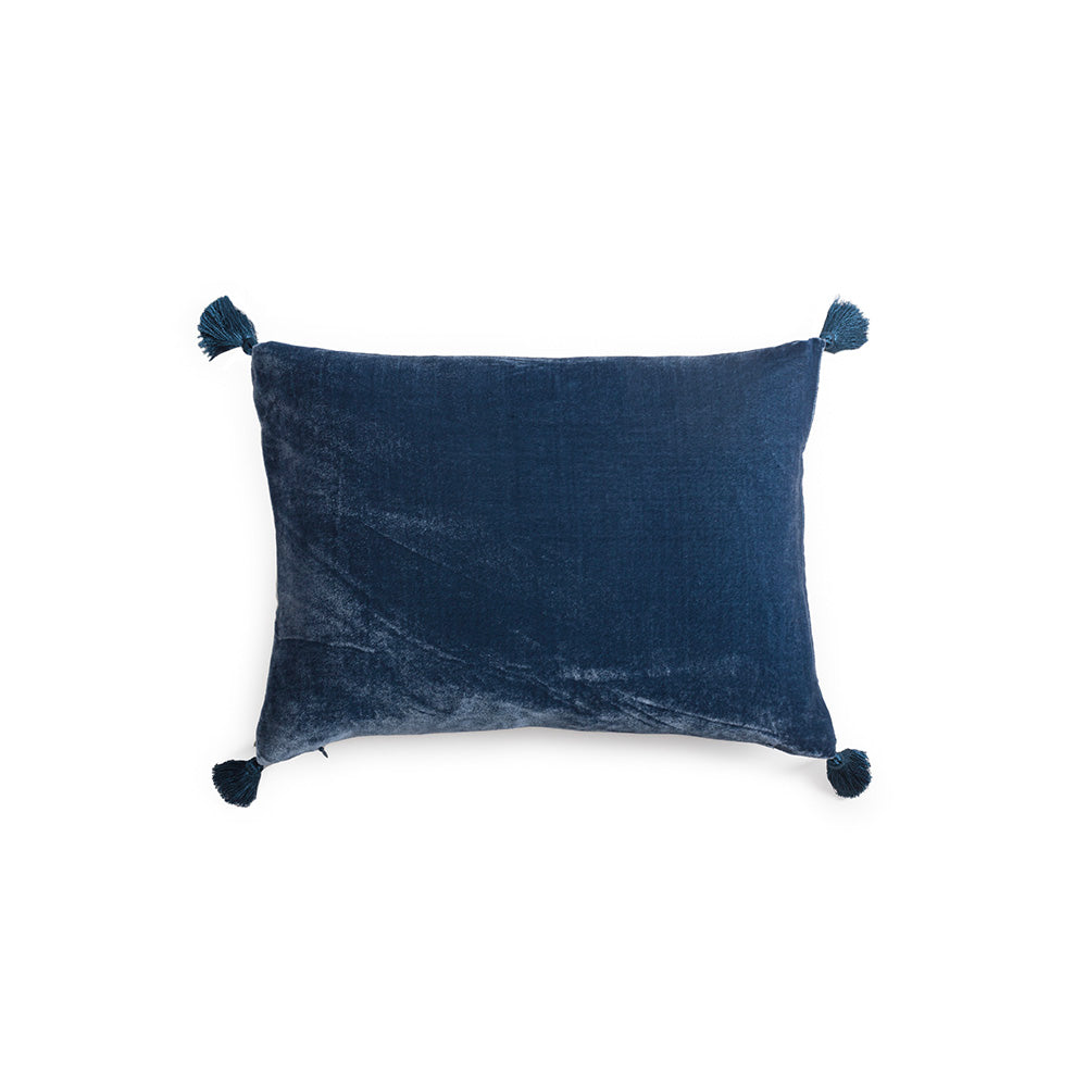 Coussin Goa pompons Delft - Le Monde Sauvage