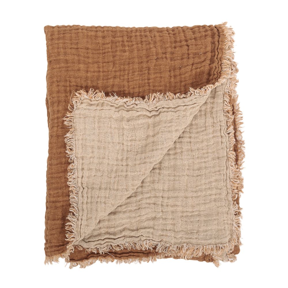 Plaid en lin gaufré Cuir - Le Monde Sauvage