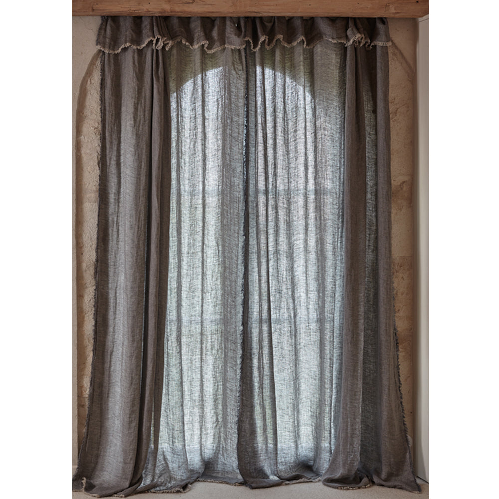 Chevron Linen Panel Curtain Steel
