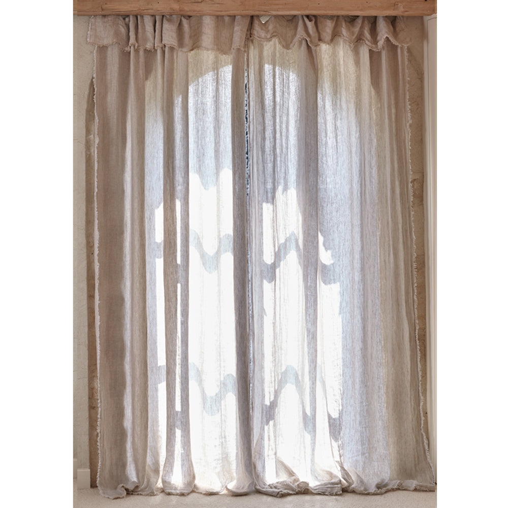 White chevron linen panel curtain