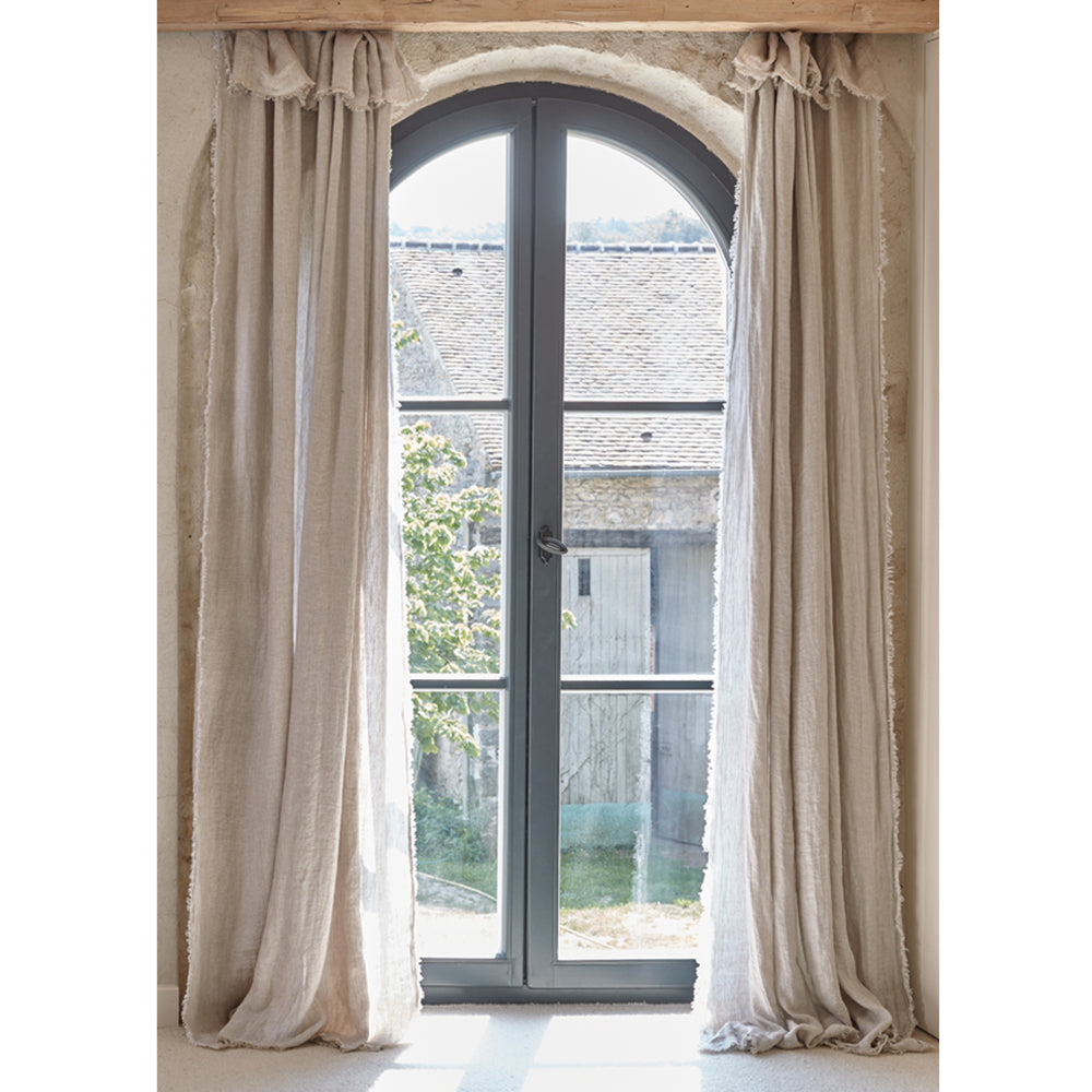 White chevron linen panel curtain