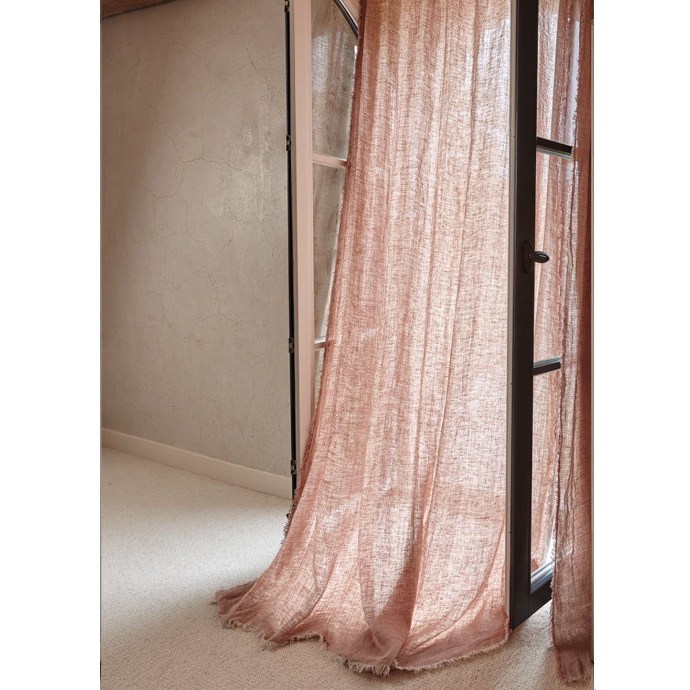 Rideau panneau en lin chevron Marsala