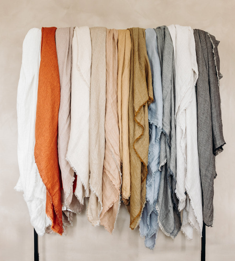 White chevron linen panel curtain